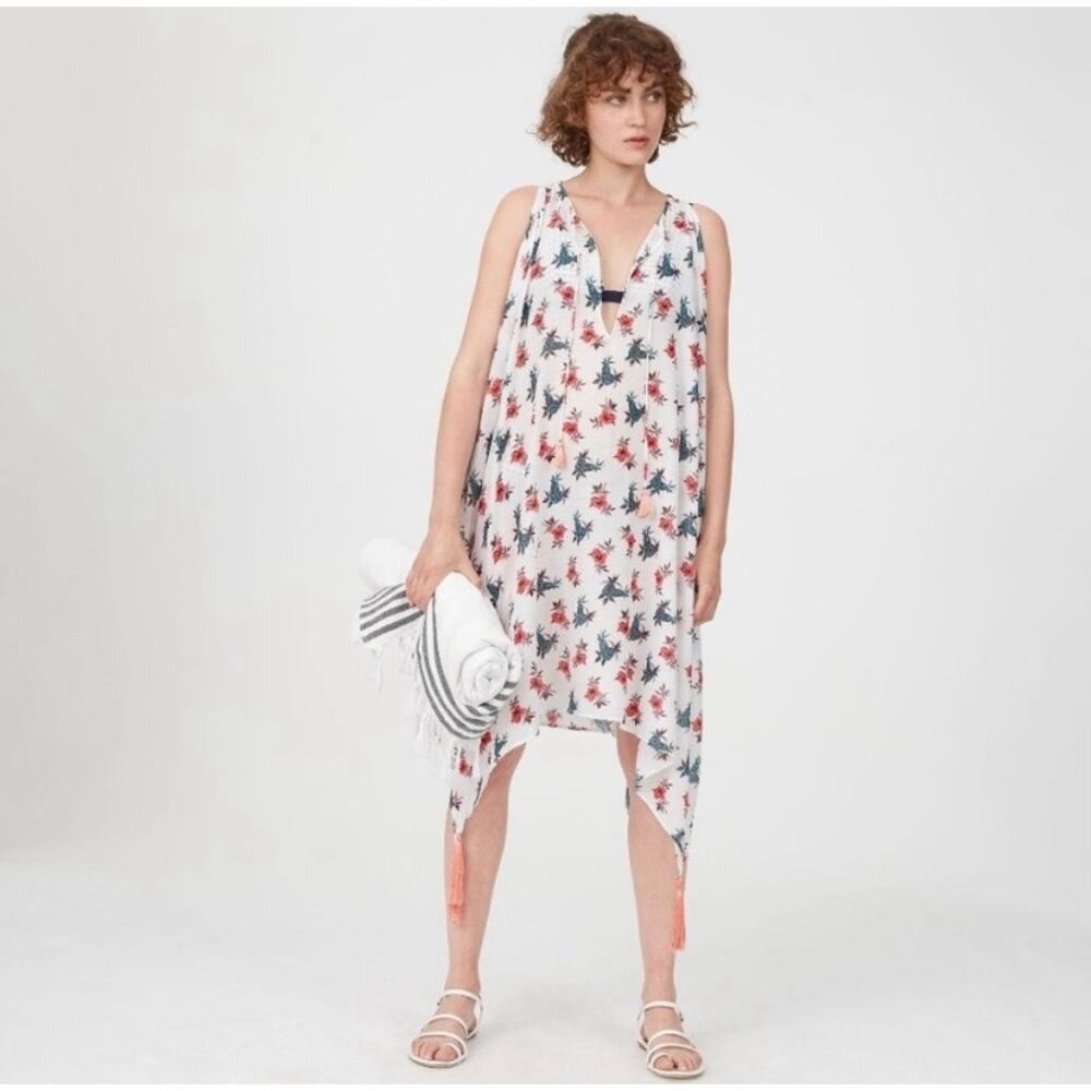NWT Club Monaco Geovanna Swim Cover Up Dress One Size White Floral Pineapple